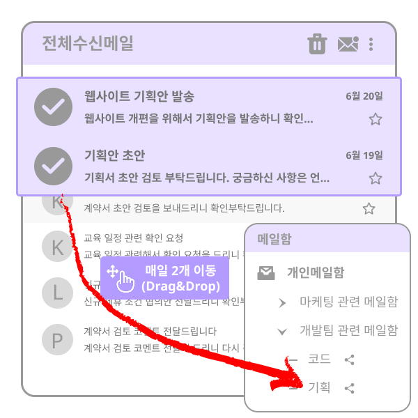 구독형 메일 서비스 Drag&Drop 으로 편리한 작업
